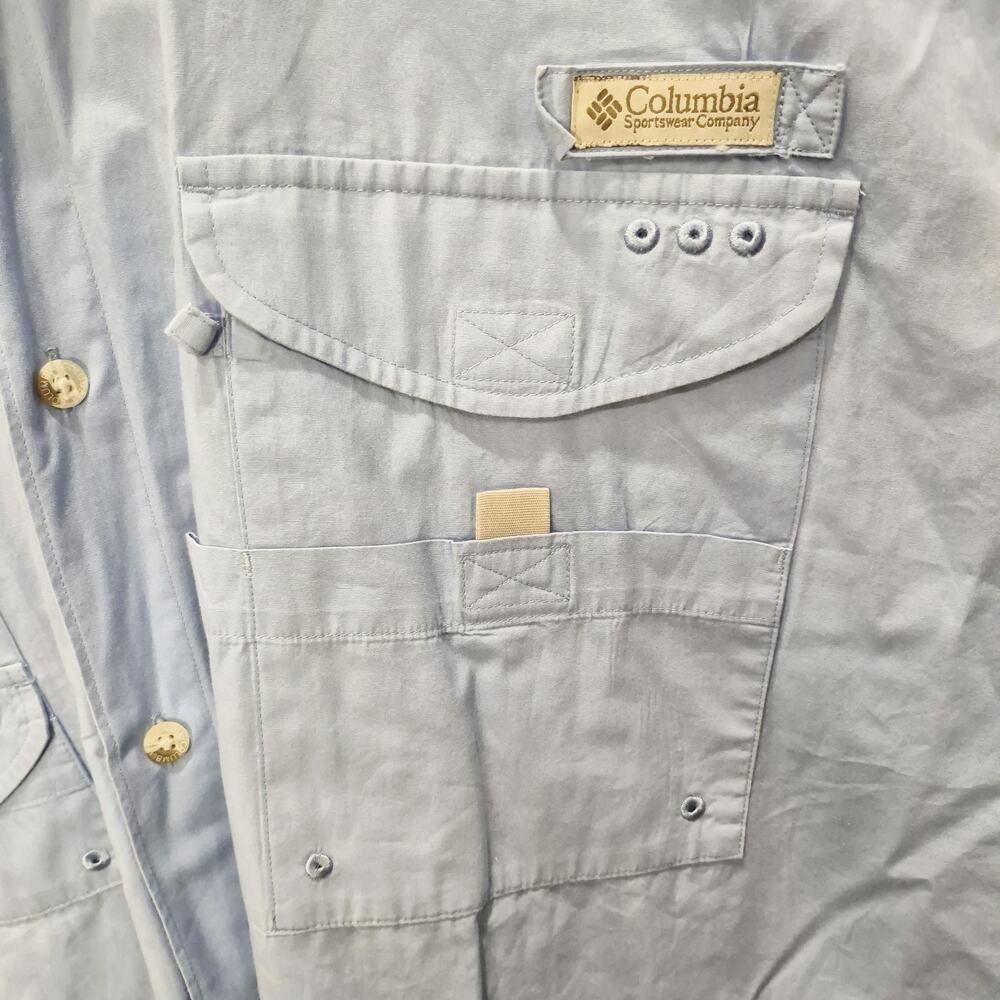 Columbia PFG Shirt Mens 2XL Blue Bonehead Fishing Short Sleeve Vent Pockets Defs - Picture 4 of 12